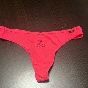 Pink by VS cherry ribbed thong